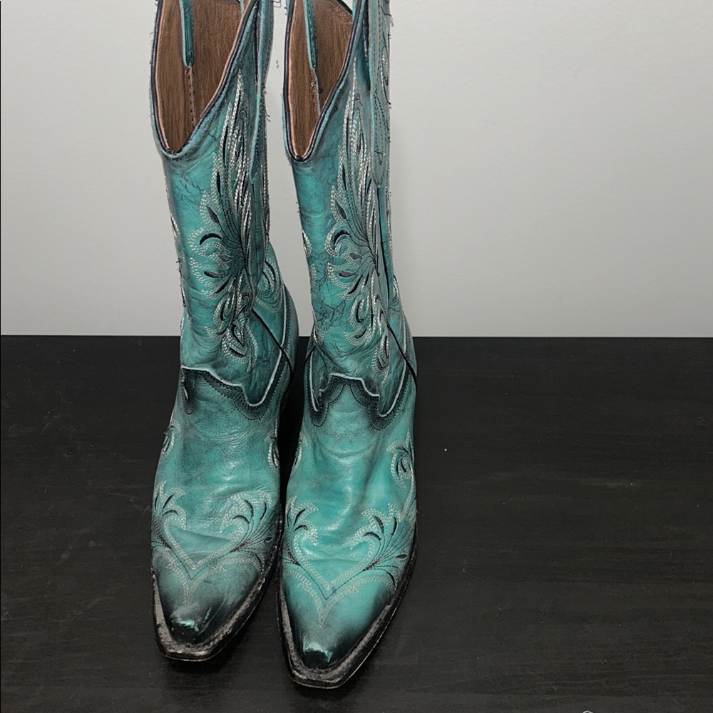 Corral Circle G Women's Turquoise 13" Top Snip Toe Boot Size 9 Coastal Cowboy - Picture 5 of 10